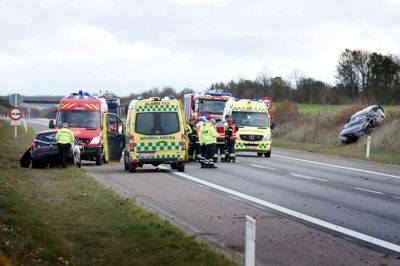 En 77-årig kvinde og en 31-årig mand kom til skade ved ulykken. Foto: Flemming Hansen
