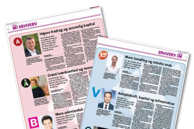 Er du til flere fradrag, mere udenlandsk arbejdskraft, flere veje eller til grønne virksomheder, Herning Folkeblad har samlet partiernes erhvervspolitik i et opslag tirsdag og et fra sidste uge. Se dem begge i denne artikel.