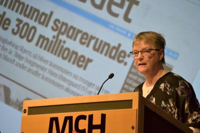 - Vi skal markere, at vi ikke længere kan stå inde for den hjælp, vi yder til børn, ældre, handicappede og syge medborgere i Danmark, sagde formand Marianne Højlund Christensen under FOA Hernings generalforsamling i Herning Kongrescenter. ?Foto: FOA Herning