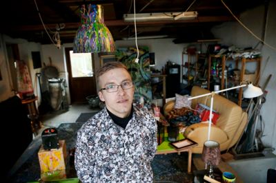 Jens Andersen udstiller sin kunst på væggene i Café Møltrup i foråret. ?Foto: Flemming Hansen