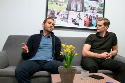 Jakob Poulsen (t.v.) elsker vilje og ærgerrighed, og FCM-kaptajnen kan derfor også godt lide vennen Morten »Duncan« Rasmussens besættelse af mål. ?Foto: Tom Laursen