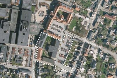 En mindre del af sygehusgrundens sydøstlige hjørne får en lokalplan. Foto: Herning Kommune