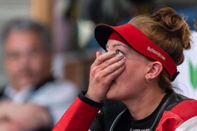 Sådan ser man ud, når finalepladsen glipper med bare ét point. Rikke Mæng Ibsen beviste dog igen, at hun hører til verdenseliten. Hun blev nummer 12 i 3x40 skud fra 50 meter ved European Games. Foto: Dansk Skytte Union