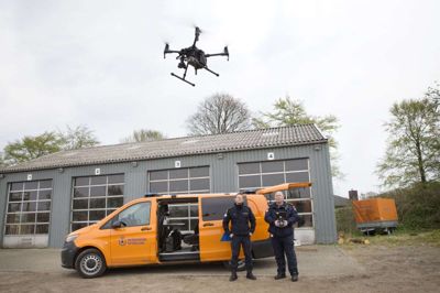 Droneberedskabet ved Beredskabsstyrelsen Midtjylland hjælper i disse dage i Nordjylland, hvor en stor naturbrand hærger. Foto: TOM LAURSEN