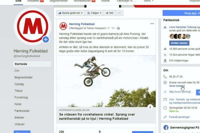 Herning Folkeblad har tre profiler på Facebook, hvor man kan møde hovedredaktionen og lokalredaktionerne i Ikast/Brande og Vildbjerg. Illustration: Screendump Screendump