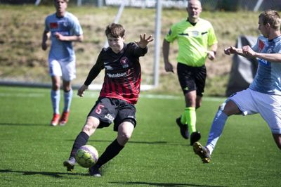 Ikastboen Mads Hansen åbnede scoringen for FCM i storsejren over Randers FC. Foto: Tom Laursen