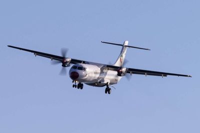 Et fly med 26 passagerer fra København måtte tirsdag morgen opgive at lande i Midtjyllands Lufthavn på grund af tåge. Foto: Thorbjorn Sund
