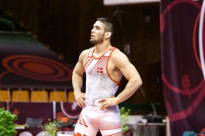 Rajbek Bisultanov tabte sin kvartfinalekamp og må rejse hjem fra VM i Kasakhstan uden VM-medalje. Foto: Danmarks Brydeforbund (Arkiv)