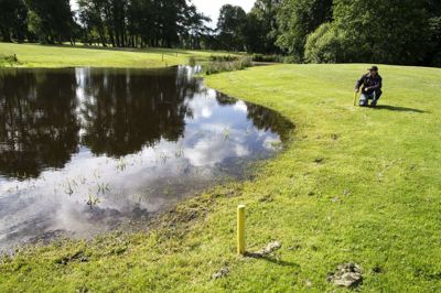 Herning Golf Klub har længe haft problemer med vand på banerne. Også i 2016 hvor Folkebladet var forbi banerne, som var præget af store mængder vand. Foto: Tom Laursen