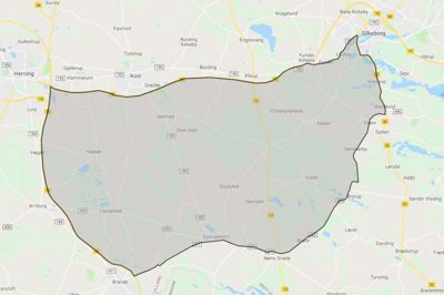 Den nye ulvezone breder sig fra Herning i vest til Silkeborg i øst og ned til Nørre Snede og Brande i syd. Foto: Miljø- og Fødevareministeriet