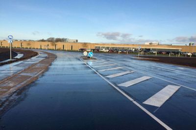 Med en helt ny, men midlertidig vej forlægges Sønderupvej uden om Arlas kommende byggeplads. Foto: Ole Skydt