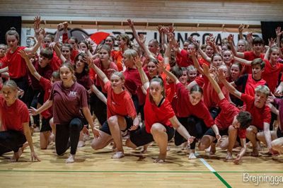 Gymnastikopvisningen på Brejninggaard Efterskole førte til et samlet overskud på næsten 22.000 kroner. Foto: Privatfoto