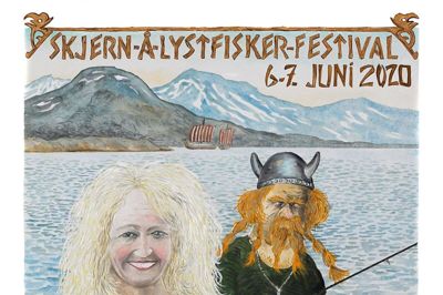 Den nye plakat til Skjern Å Lystfiskerfestival er lavet af grafiker og illustrator Lars Østergaard Jensen. foto: Privatfoto