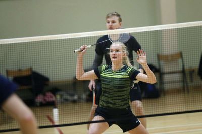 Søskendeparret Malene og Rasmus Kæseler vandt begge deres singler samt en mixed double sammen, da Ikast FS gjorde rent bord mod ABC Aalborg. Foto: Flemming Hansen