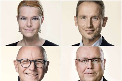 Kristian Jensen, Inger Støjberg, Carsten Kissmeyer og Kristian Pihl Lorentzen. Foto: Steen Brogaard