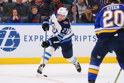 Nikolaj Ehlers (27) hjalp Winnipeg Jets til en sejr på 5-1 med en scoring i anden periode mod Ottawa Senators. (Arkivfoto). Dilip Vishwanat/Ritzau Scanpix