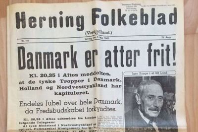 Markeringen af befrielsen bliver på grund af corona lidt anderledes end normalt. Billedet viser forsiden på det tillæg, som Herning Folkeblad udgav i 1995 i anledning af 50-året for befrielsen. Foto: Herning Folkeblad