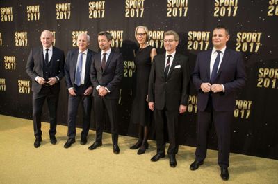 Her ses Lars Krarup (t.h.) ved siden af Frank Jensen ved Sport 2017 i Herning. Frank Jensen har været formand i Team Danmark fra 2012 til nu og bliver per 1. juni erstattet af Herning-borgmesteren. Foto: Tom Laursen