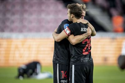 Alexander Scholz og Erik Sviatchenko har været Superligaens klart bedste midterforsvar i denne sæson og nok også det bedste i FCM’s klubhistorie. Defensiven er en del af forklaringen på holdets suveræne mesterskab. Foto: Mads Claus Rasmussen/Ritzau Scanpix
