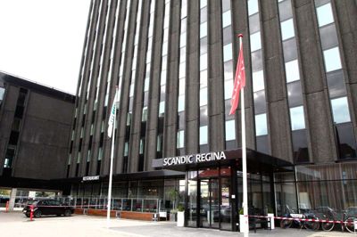 Hotel Scandic Regina skulle først være åbnet efter corona-nedlukning i næste uge, men hotellet fremrykkede den plan, da MCH meldte ud, at det atter var messe-tid. Foto: Christian Sjurman