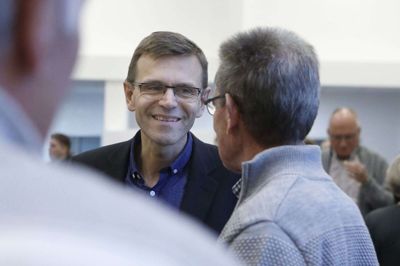 Skoleleder Jesper Storbjerg Friis, der her ses ved indvielsen af tilbygningen på Videbæk Friskole, kan konstatere, at en meget stor del af forældren bakker op om den kristne friskoles synlige værdier. Foto: Henrik Ole Jensen