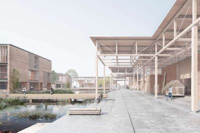 Horsens får i 2023 det første af tre håndværkskollegier i Danmark. Året efter skal Herning efter planen følge efter. Visualisering: Arkitektfirmaet Cubo