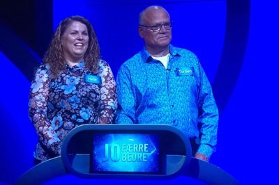 Helle Østergaard Nielsen og Torben Bilgrav Nielsen var med i quiz-programmet »Jo færre, jo bedre« i søndags. Foto: Affotografering fra TV 2