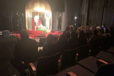 8. klasse fra Herning Friskole oplevede »Hey Lin« som en del af undervisningen tirsdag formiddag. Foto: Team Teatret