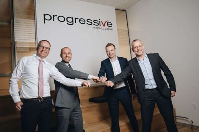 Fra venstre ses Troels Gammelgaard og Jesper Larsen fra Progressive samt Henrik Kastbjerg og Claus Sommer fra ITR Group. Foto: PR-foto