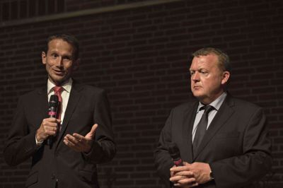 Lars Løkke Rasmussen og Kristian Jensen ved pressemødet efter Venstres maratonmøde i Odense i juni 2014. Foto: Ole Frederiksen/Ritzau Scanpix