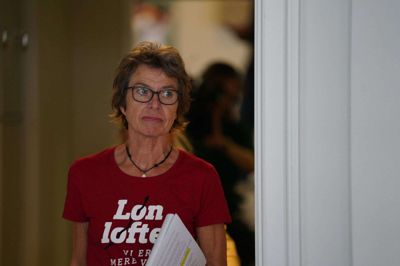Dansk Sygeplejeråds formand, Grete Christensen, kunne mandag præsentere, at hendes medlemmer havde trodset hendes anbefaling og stemt nej til en overenskomst. Dermed skal over 5000 sygeplejer i strejke. Foto: Emil Helms/Ritzau Scanpix