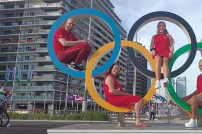 Bent Helleskov (nederst til højre) har skiftet Vildbjerg og Trehøje Skytteforening ud med Tokyo og OL de kommende dage. Foto: Privatfoto