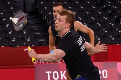 Kim Astrup Sørensen (forrest) og Anders Skaarup Rasmussen er klar til OL-kvartfinalen. Foto: Ritzau Scanpix