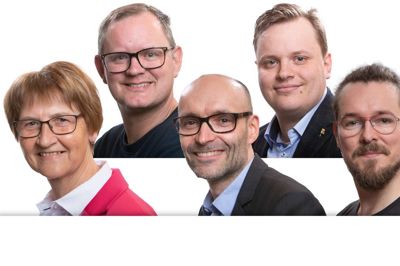 Socialdemokratiet i Hernings Natur- og miljøudvalg består fra venstre af Mona Burgdorf Herskind, Jan Kraft Henriksen, Henrik Jensen, Heinrich Berwald og Troels Thylstrup. Foto: PR-foto
