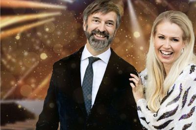 Tina Müller og Martin Brygmann bliver igen i 2022 værter ved Dansk Melodi Grand Prix, som skal foregå i Jyske Bank Boxen. Foto: PR-foto