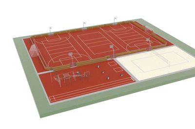Sådan kommer Ikast-Brande Gymnasiums nye multibane til at tage sig ud. Illustration: Ikast-Brande Gymnasium