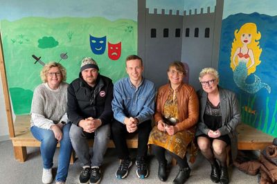 Det nye udvalg for børn, kultur og fritid i Ikast-Brande Kommune består af - fra venstre - Helle Mathiasen (V), Rune Lyager (FL), Thomas Østergaard (V), Annette Mosegaard (K) og Inge Dinis (S).