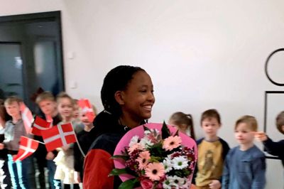 Emma Thomsen fik en dejlig overraskelse mandag morgen. Foto: Privatfoto