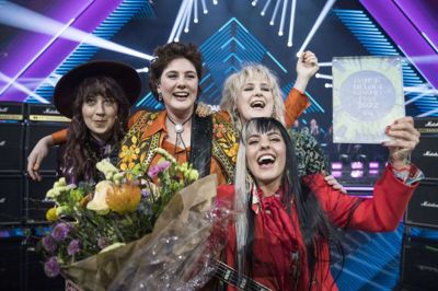 Sang nummer 7 - "The Show" med Reddi - vandt lørdag aften Dansk Melodi Grand Pris 2022 i Jyske Bank Boxen i Herning. Foto: Bo Amstrup/Ritzau Scanpix