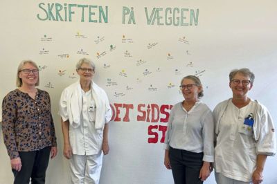 Fire garvede bioanalytikere sagde fredag farvel til deres kolleger på Klinisk Biokemisk Afdeling på Regionshospitalet Herning. Fra venstre: Irene Nørum, Lissi Bækgaard, Margit Sørensen og Inge Valentin. Foto: Palle Heering NIelsen