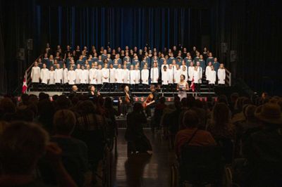 Fødselsdagskoncert med MidtVest Pigekor i MCH Herning Kongrescenter og Dorte Billes afsked som dirigent. Foto: Malene Tswai