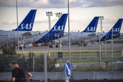 Flere SAS-fly letter ikke i wekenden, og det går ud over feriegæster fra Bravo Tours. Foto: Johan Nilsson/TT/Ritzau Scanpix