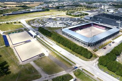 Både haller, stadion og det omkringliggende areal ved MCH er gjort klar til VM i Ridesport, der rammer Herning 6.-14. august. Foto: Tom Laursen