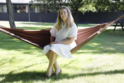 Maja Füchsel er direktør i Højhuset - den gamle højskole i Herning - der snart står komplet gennemrenoveret og klar til masser af gæster til det kombinerede hotel og kulturhus. Foto: Henrik Ole Jensen