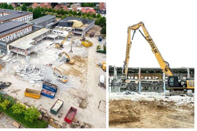 Nedrivningen på sygehusgrunden er i fuld gang. Foto: Tom Laursen