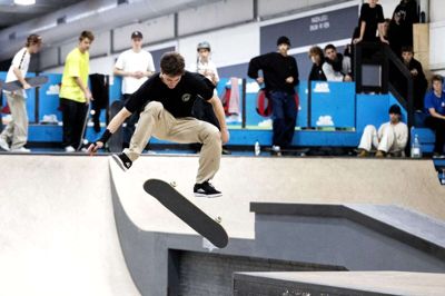 Den lokale skater, Mads Christensen, var hjemvendt fra København for at deltage i DM på hjemmebane. Foto: Tom Laursen