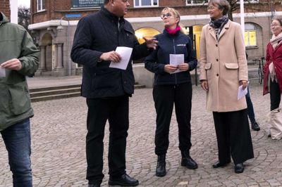 Et trekløver, der har arbejdet hårdt på at beholde Sangens Hus på finansloven: Mogens Jensen (S), Kathrine Olldag (R) og borgmester Dorte West (V). Foto: Tom Laursen