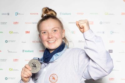 Alle gode gange tre blev det til for murer Gry Astrup Hansen der igen-igen-igen vandt ved DM i Skills. Foto: PR-foto