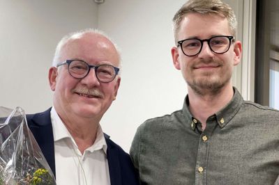 Hans Christian Fløe (t.v.) og Michael Erhardsen, ny formand for HK Stat Midtvest. Foto: Pr-foto