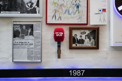 Studio 1-2 lavede en visuel tidslinje på væggen på Teglvænget, da man sidste år fejrede 50-årsjubilæum. Foto: Jørn Deleuran